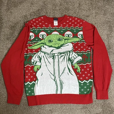 $22.99 • Buy Star Wars Mandalorian Christmas Holiday Ugly Sweater Baby Yoda Men's Size L VGC!