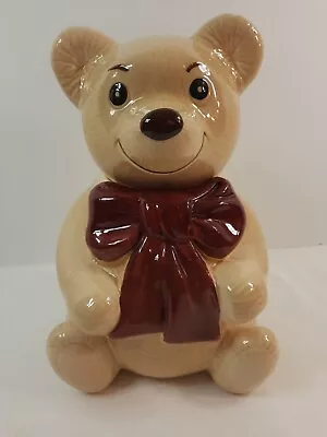 Metlox Brown Bear With Red Bow Teddy Bear Collectible Ceramic Cookie Jar Vintage • $44.99