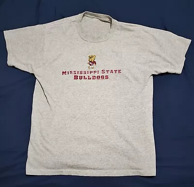 Vintage Style Mississippi State Bulldogs Gray T-Shirt Walking Bully Size Large • $17.87