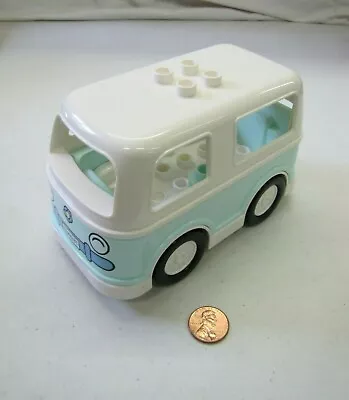 Lego Duplo VW MINIVAN BUS TRAVEL VAN OPENS VEHICLE Hippie Mini Van White Mint • $13.28