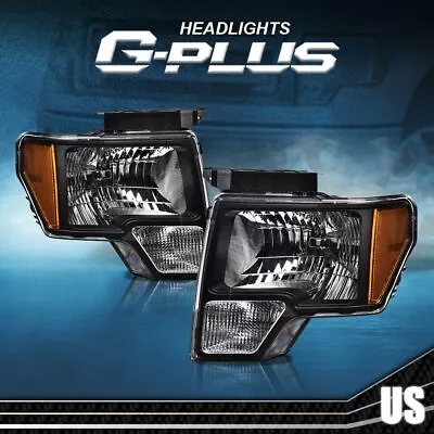 Clear Lens Black Housing Headlights Lamps Fit For 2009-2014 Ford F150 Pickup	 • $76.07