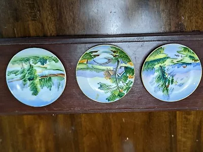 VINTAGE  HANDPAINTED WALL PLATE UCAGCO CHINA HANDPAINTED JAPAN-set Of 3  • $20.70