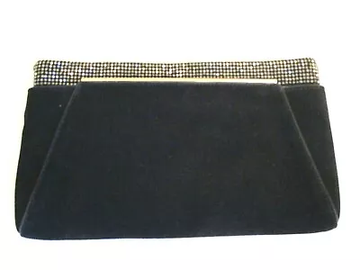 Zara Suede Convertible Evening Purse/Clutch/Shoulder Bag Black Suede Rhinestones • $54.99