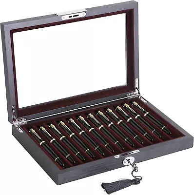 Wood Pen Display Box Luxury Fountain Pen Collector 12 Slot Pen Storage Organizer • $70.99