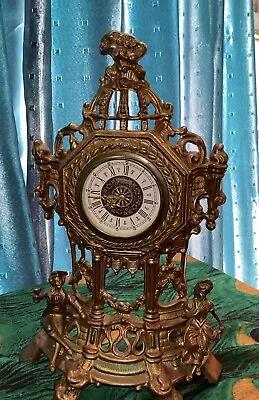 Vintage  Baroque Style West Germany Metal Clock Mercedes Untested • $155.64