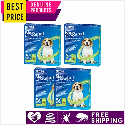 NEXGARD SPECTRA Heartworm Flea Control For Dogs 7.6 To 15 Kg GREEN 3612 Doses • $98.45