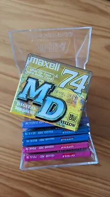 10x Maxell MD Colour 74min Mini Discs + Storage Box • £35