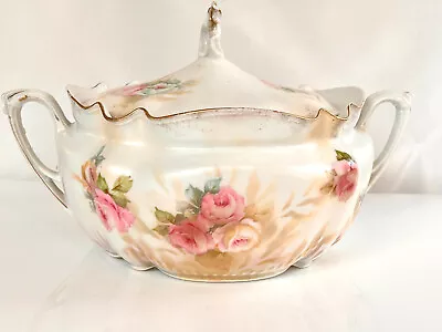 Antique RS Prussia Porcelain Tureen Roses RS Prussia Covered Bowl RS Prussia Tur • $35