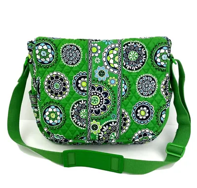 £61.12 • Buy Vera Bradley Messenger Bag Green Cupcake Cotton Quilted Handbag Laptop NEW