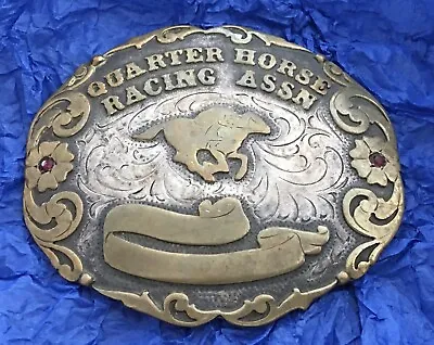 Antique Frontier 5 Sterling Silver OL Quarter Horse Racing Trophy Belt Buckle • $119