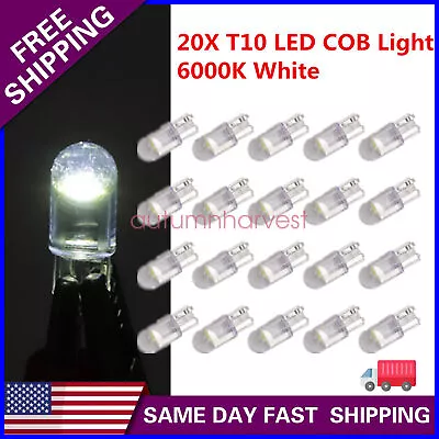 20X T10 194 168 W5W 2825 COB LED White License Plate Interior Light Bulbs 6000K • $1