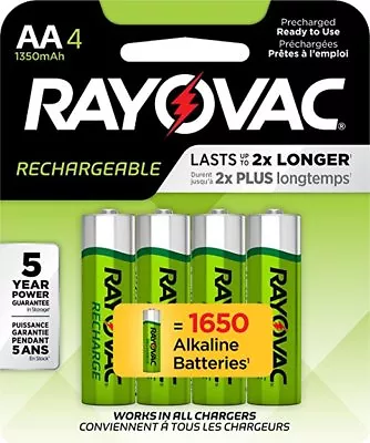 Rayovac AA Precharge 1350mAh NiMH Rechargeable Batteries 4 Pack • $12.39