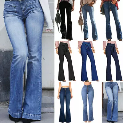 £23.08 • Buy Womens Bootcut Flared Jeans Ladies Stretch Denim Trousers Long Pants Size 8-18