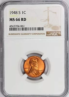 1948-S Lincoln Cent NGC Certified MS66 RED! • $23.99