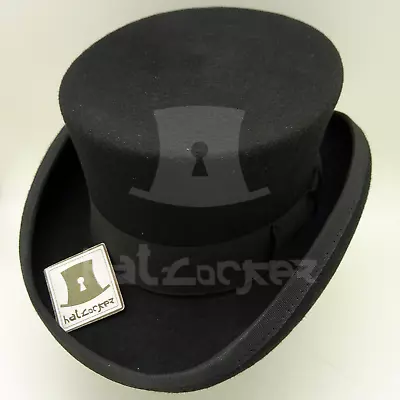 VINTAGE Wool Felt Tuxedo Topper Top Hat Boys Kids Short Victorian | 52cm | Black • $35.40