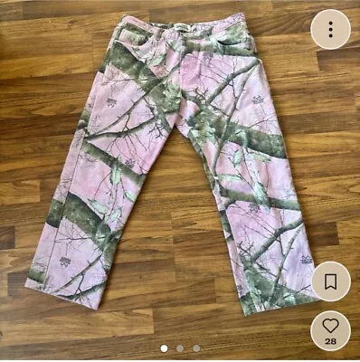 NWT Stussy X Realtree Edge Big Ol' Jeans Camo Camouflage Pink Roomy Fit Denim 34 • $180