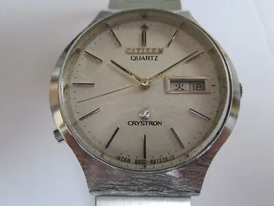 $557 • Buy Citizen Crystron 4-860683 Vintage Stainless Steel Day Date Quartz Mens Watch