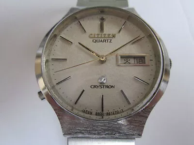 $557 • Buy Citizen Crystron 4-860683 Vintage Stainless Steel Day Date Quartz Mens Watch
