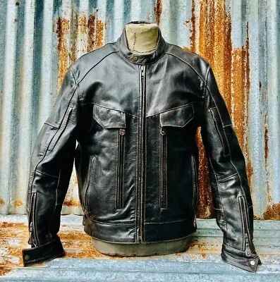 Vintage Xelement Advanced Motorcycle Gear Brown Leather Biker Jacket Size L • $175