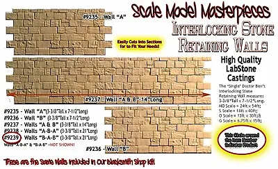 Stone Retaining Wall Set  B-A-B  O/1;48 Scale Model Masterpieces/Yorke *NEW* • $32.58