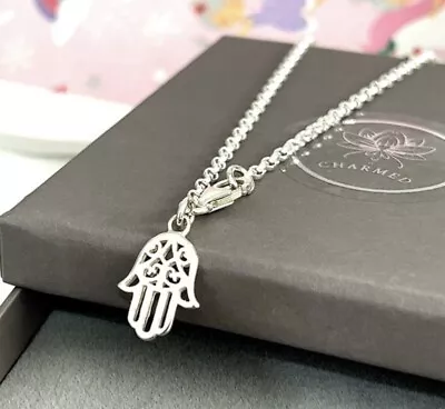 Charmed Ankle Chain With A Sterling Silver Hamsa Charm 925 • £23