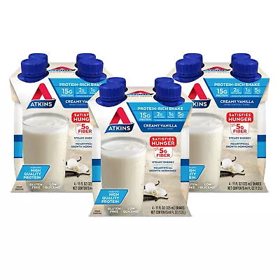 3/4ct Packs(Ready To Drink) Atkins Gluten Free Protein-Rich Shake Vanilla..... • $16.67