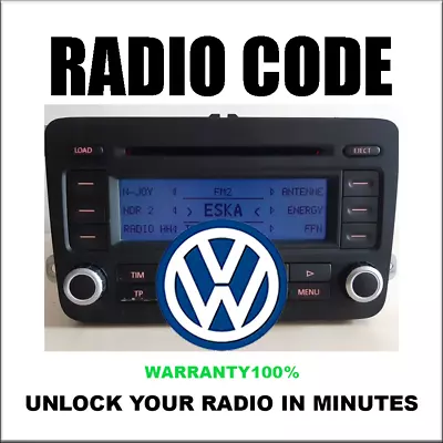 Radio Code Unlock Vw Rcd510 Codes Rcd500 Rcd210 Decode Rns510 44 Fast Service • $7.99