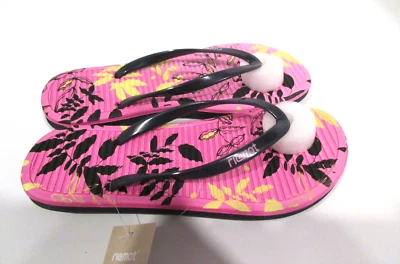$7.20 • Buy RIEMOT Sandal FLIP FLOP  ZARA   Women's Size 5 Black/Pink Floral NWT