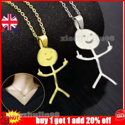 Women Couple Funny Doodle Necklace Personalized Matchstick Hand Gesture Necklace • £1.89