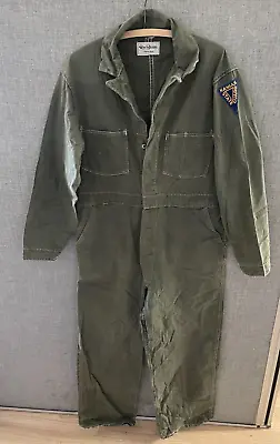 RAY BEERS Topeka US Army HBT Mechanic COVERALL JUMPSUIT Kanas State Guard Patch • $109.58