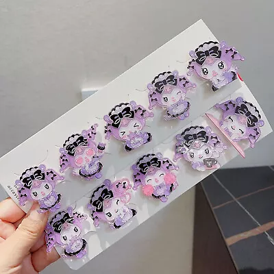 10pcs/set Cute Purple Kuromi Maid Hair Clip Barrette Hairpin Jewelry Set Gift • $9.44