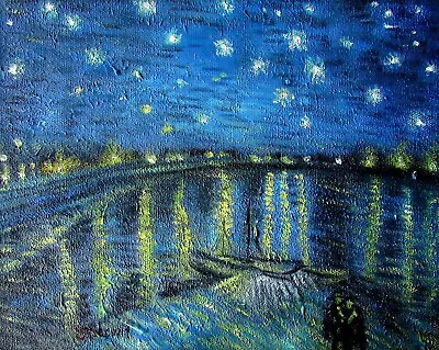 Van Gogh Starry Night Over Rhone Repro Quality Hand Painted Oil Painting 8x10in • $49.95