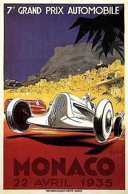 A3 SIZE - MONACO France 1935 Motor Racing Travel Retro Poster Print Art • £4.89