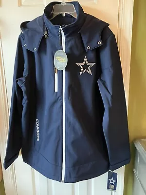 Dallas Cowboys 3-Layer NFL Soft Shell Coat Full Zipper With Hood Navy-Large • $50