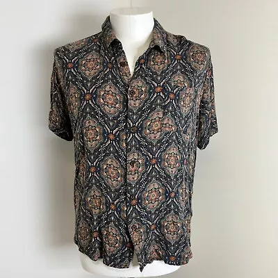 Ghanda Size S Mens Rayon Short Sleeve Button Down Shirts Motif FREE POSTAGE • $32.99