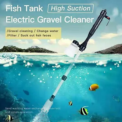 $11.99 • Buy Electric Aquarium Fish Tank Siphon Pump Vacuum Gravel Water Filter Cleaner Pipe