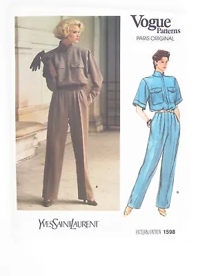  Yves Saint Laurent Vogue Paris Designer Vtg 80s UNCUT Sewing Pattern 1598 Sz 8 • $39.95