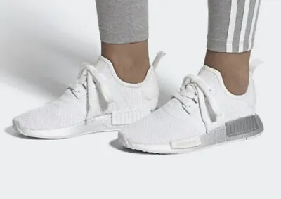 $35 • Buy Womens ADIDAS NMD R1 White Silver Sneakers US 6-7 #28556