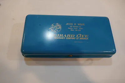 Vintage Girard Life Insurance Company Metal 11  Lock Box Money Box • $24