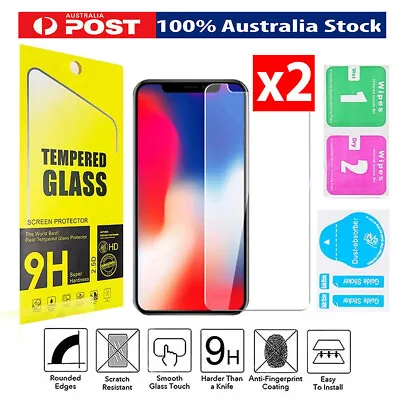 $3.99 • Buy 2x Tempered Glass Screen Protector For IPhone 14 13 12 11 Pro XS Max XR 8 7 Plus
