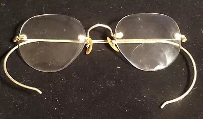 VINTAGE B&L EYEGLASSES 1/10 12k GF Oval Bifocal Frameless Lenses 4 1/4” +Case • $50