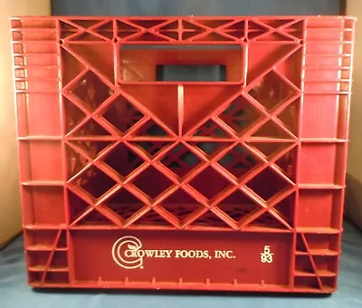 Milk Crate! - Crowley Foods Binghamton Ny Hard Plastic Dark Red W/white Paint • $7.99