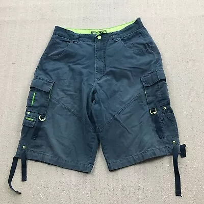 VINTAGE Macgear Cargo Shorts Mens 36 Blue Tech Rave Skate Raver Skater Straps * • $85