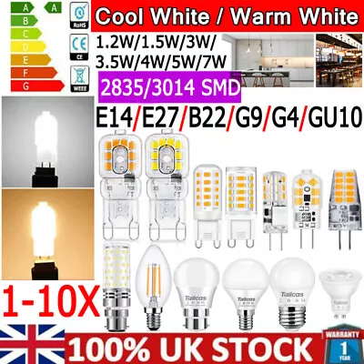 10x B22 Bayonet LED Bulbs E14 E27 GLS Light Lamp G4 G9 GU10 Bulb Cool Warm White • £12.95