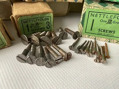 STEEL COUNTERSUNK SCREWS SLOT HEAD NETTLEFOLDS SELF COLOUR TRADITIONAL Art1 • £3.99