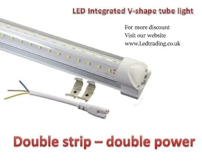T8 LED Integrated V Shape 2 Strips Tube Lights-Batten Tube Light2ft3ft4ft  • £18.99