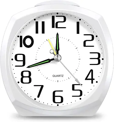 $32.52 • Buy AMIR Analog Alarm Clock Battery Operated, Newest Silent Non Ticking Small Clock,