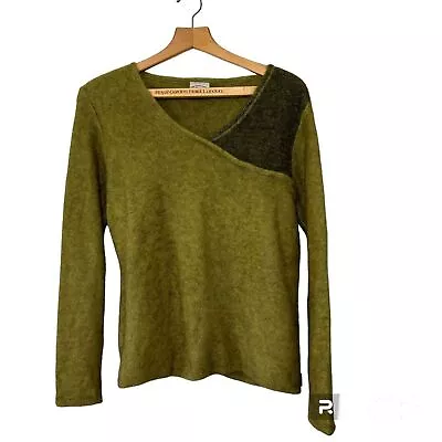 Vintage Koru Two Tone Olive Green Merino Wool Possum Fur Silk Sweater. Large • $86