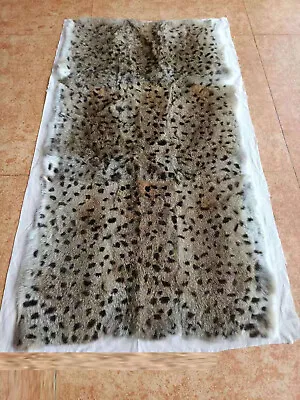 Real Rabbit Fur Leopard Print Blanket Fur Carpet Rug Throw Leather Hide 43x 22in • $36.09