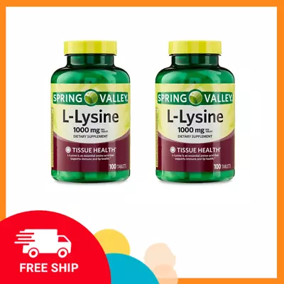 (Pack Of 2) Spring Valley L-Lysine Amino Acid Supplements 1000 Mg 100 Count • $12.99